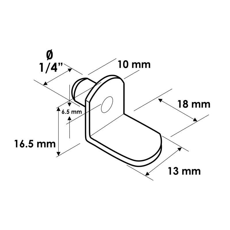 ROK 100 Pack Rok Hardware 1/4" (6.35mm) Diameter L-Shaped Shelf Pin Cabinet Support Pegs, Nickel Finish - ROKSPL14N - Image 2